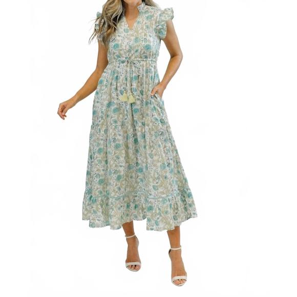 NEW CLARA THE LABEL danika v neck midi dress in belladonia - Picture 3 of 5